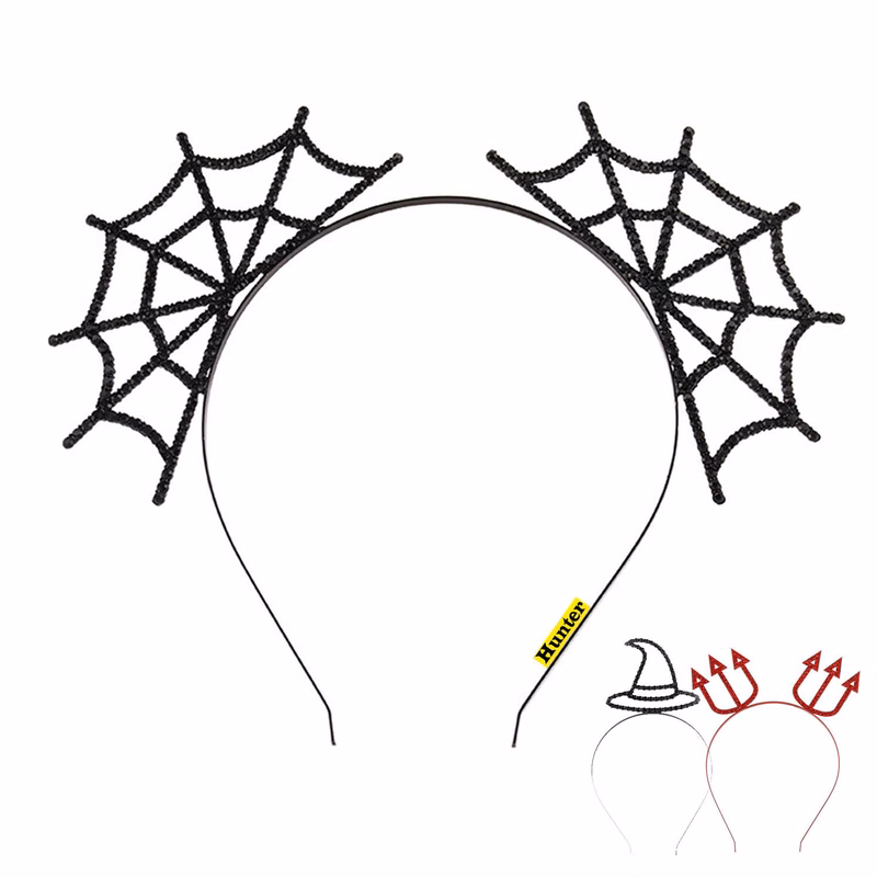 Halloween spider web red arrow witch hat headband