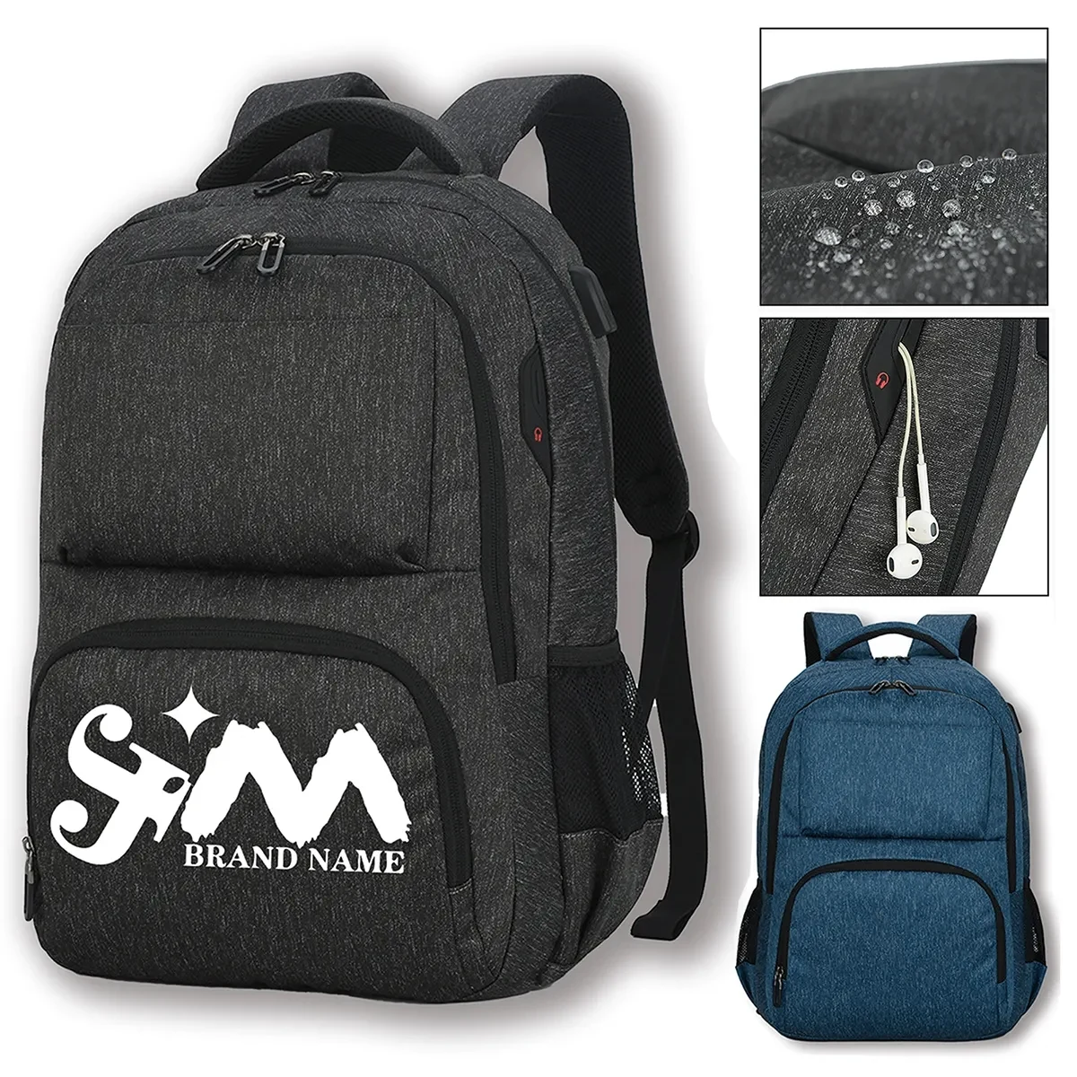 Durable Simple Travel Laptop Backpack With Usb Earphone Port 1