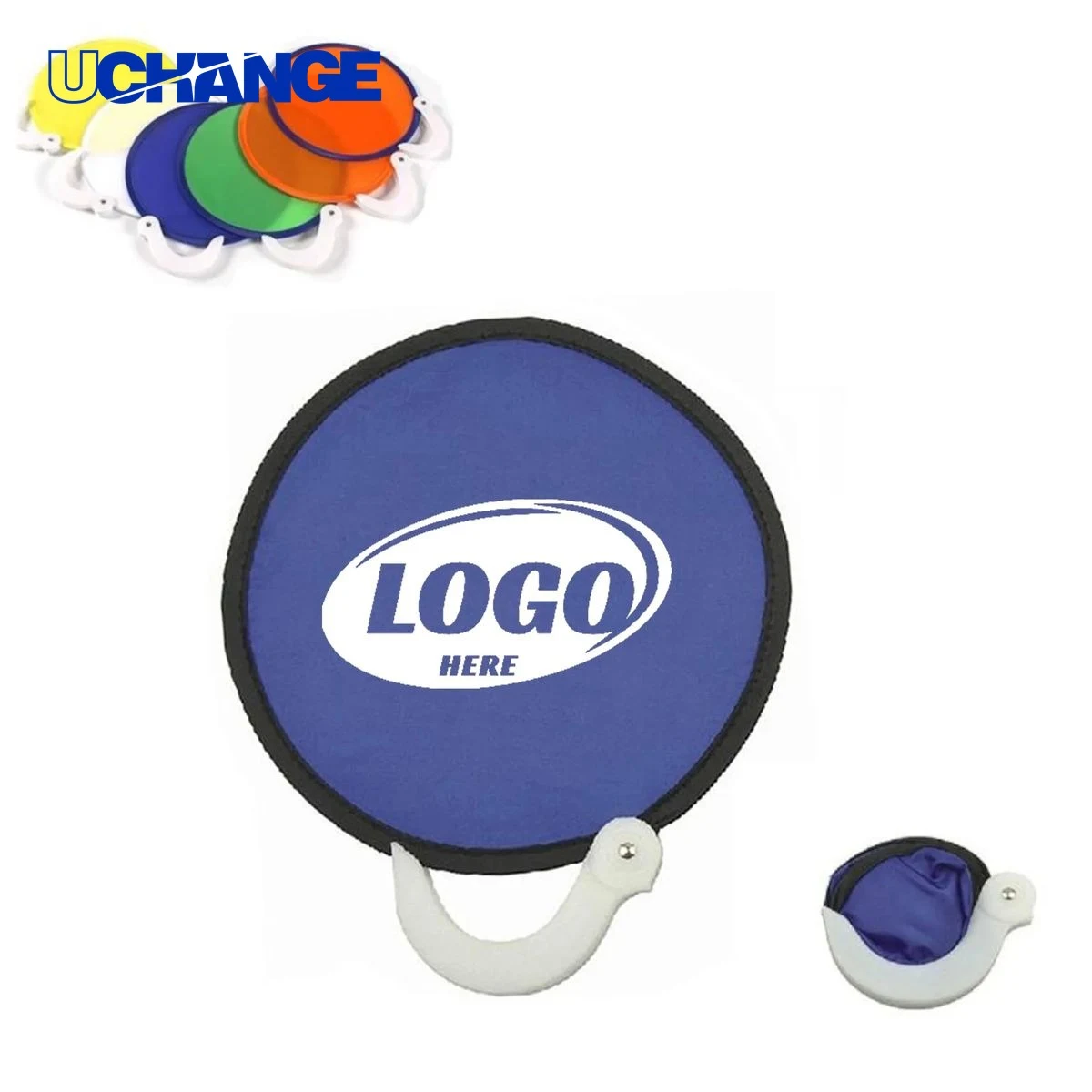 Polyester Folding Hand Fan Tool with Pouch 1