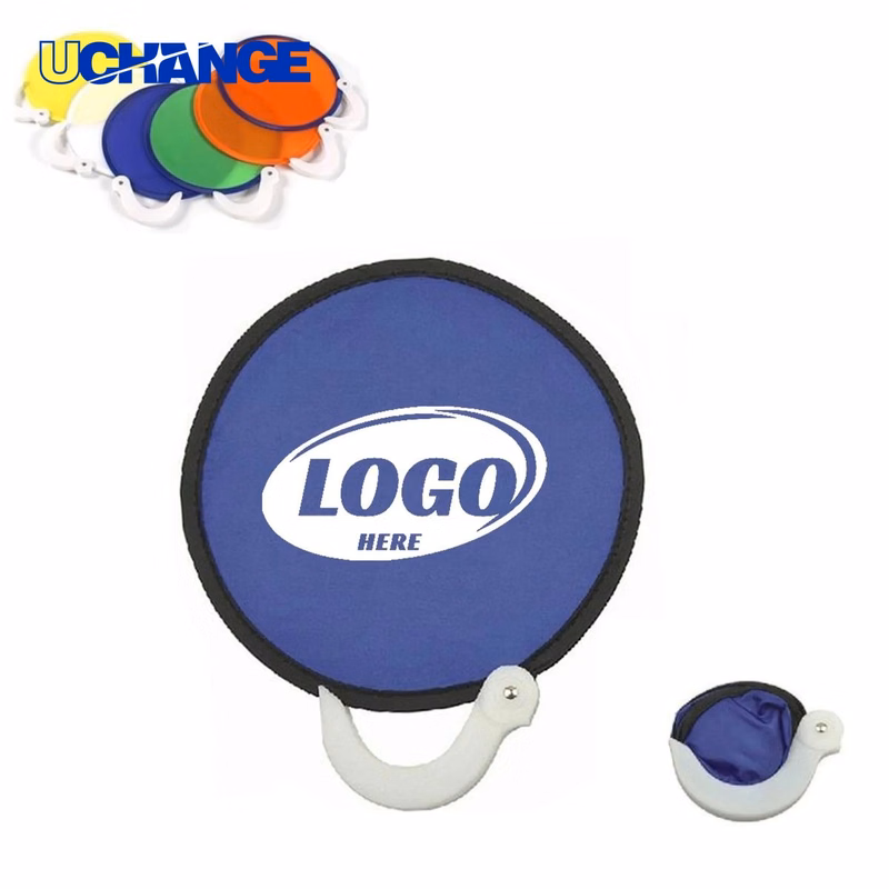 Polyester Folding Hand Fan Tool with Pouch