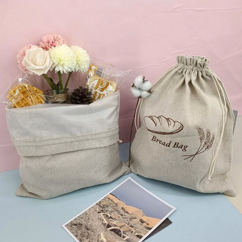 15'' Linen Drawstring Bread Bag