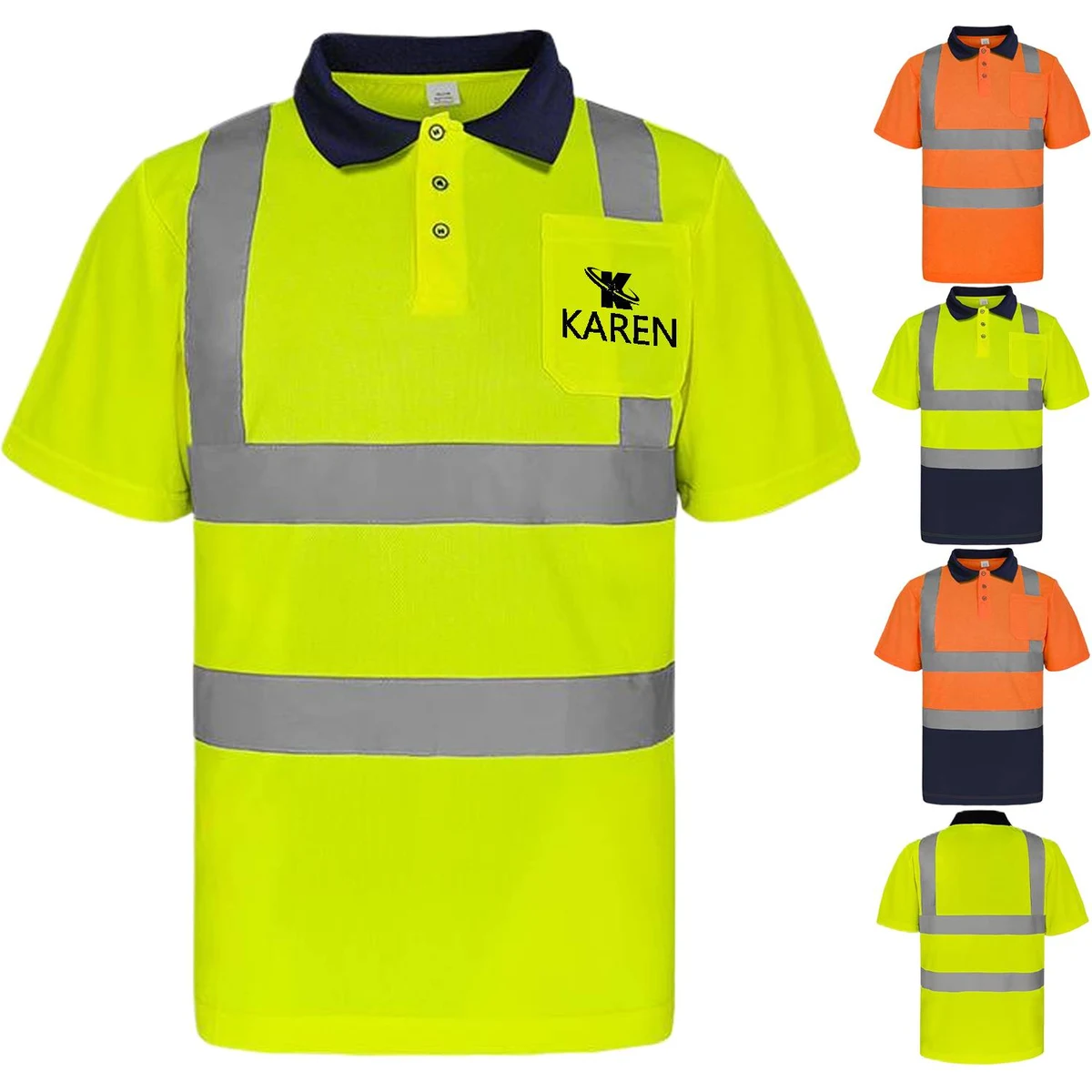 Summer Breathable Reflective Work T-Shirt w/ Collar 1
