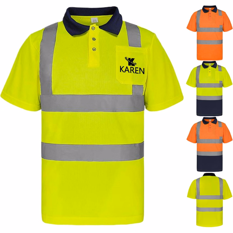 Summer Breathable Reflective Work T-Shirt w/ Collar