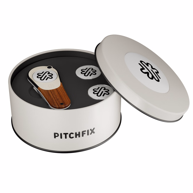 Pitchfix Woodie Golf Divot Tool in Round Tin