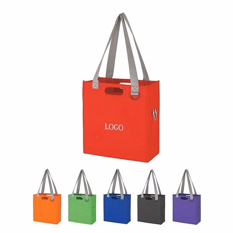 Non-Woven Tote Bag w/ Die Cut Handle & Gray 30" Carry Handles