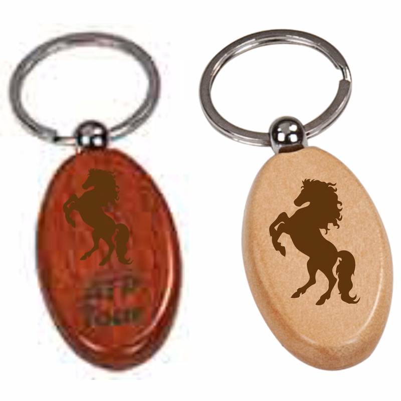 Rosewood Finish Oval Keychain