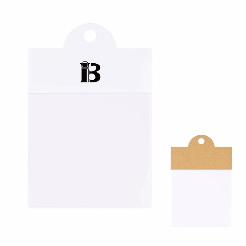 100pcs Kraft Paper Card Clear Plastic Jewelry Packaging Bag