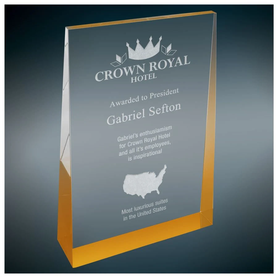 4" X 6" Gold Acrylic Wedge Award 1
