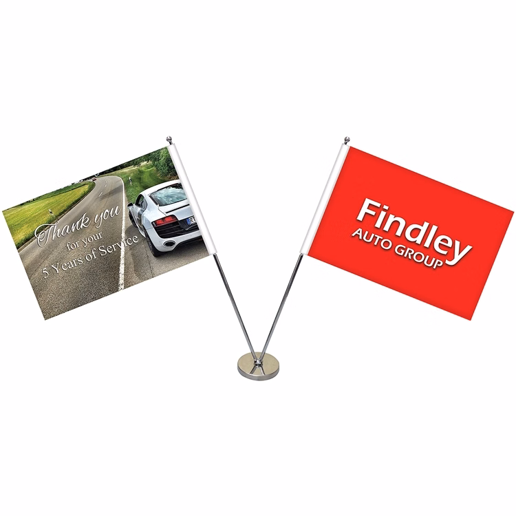 11-19.7" Metal Telescopic Flagpole with Two Single Reverse Flags