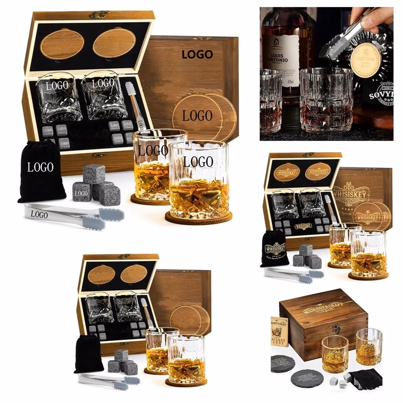 Whiskey 2 Glasses with Wooden Box