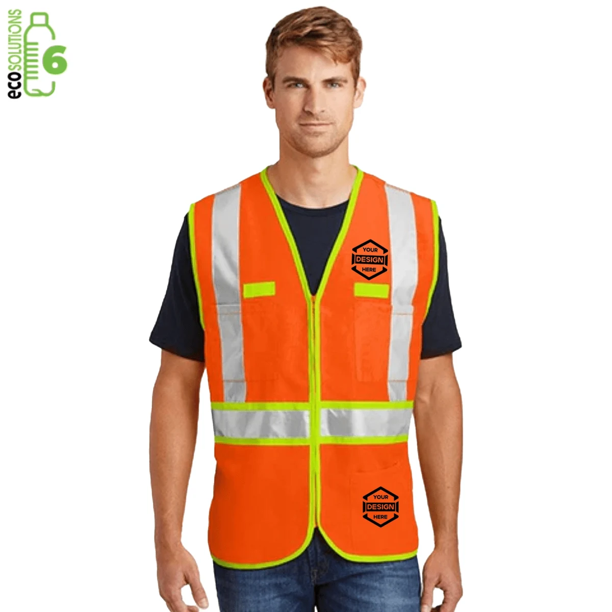 Recycled Class 2 Reflective Safety Vest With 4 Pockets 1