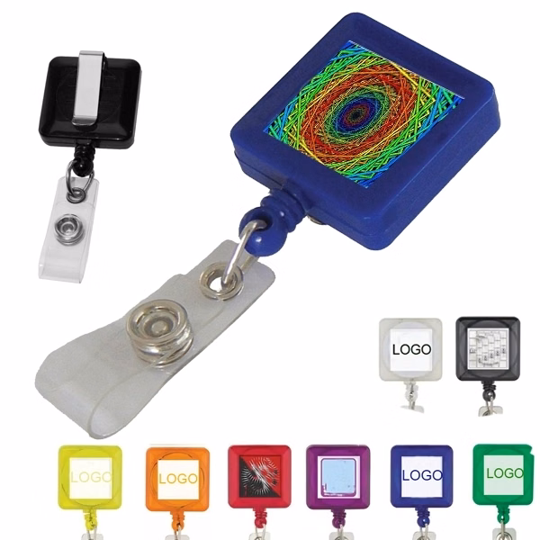 Square Badge Holder with Standard Clips