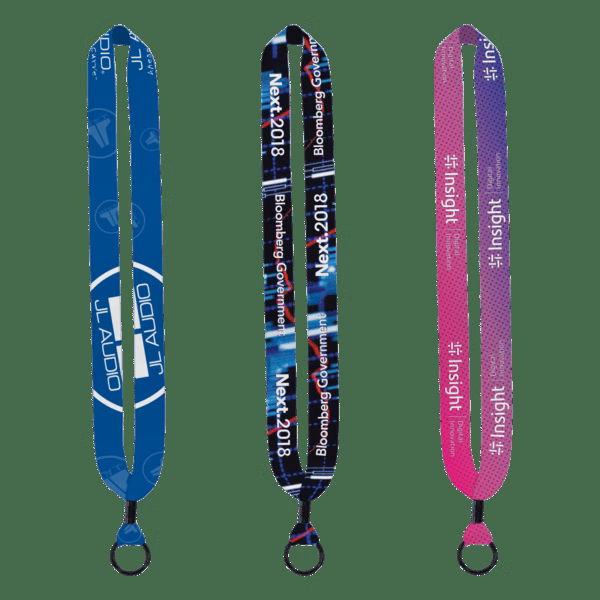 1" Dye-Sublimated Lanyard with Metal Crimp & Metal Split-Ring