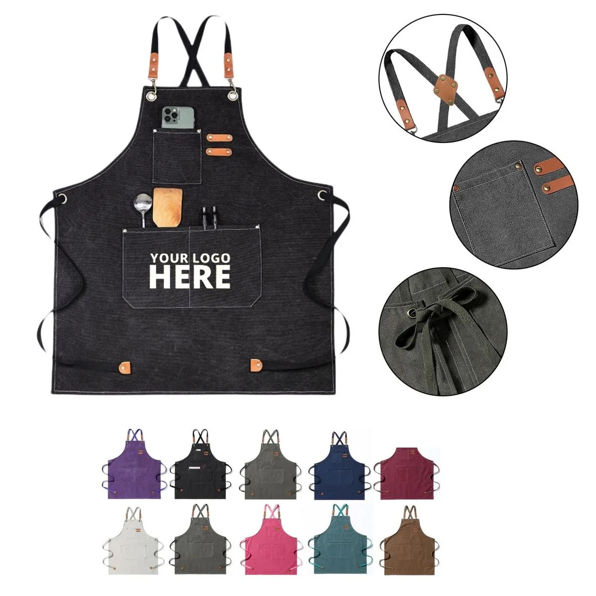 Cotton Canvas Cross Back Heavy Duty Adjustable Work Apron 1