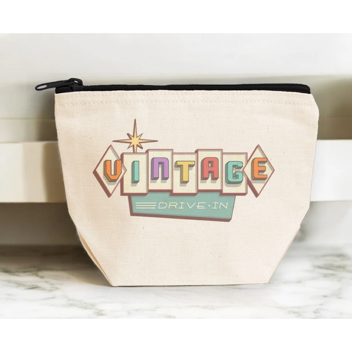 Canvas Libby Lu Pouch with Black Zipper 1