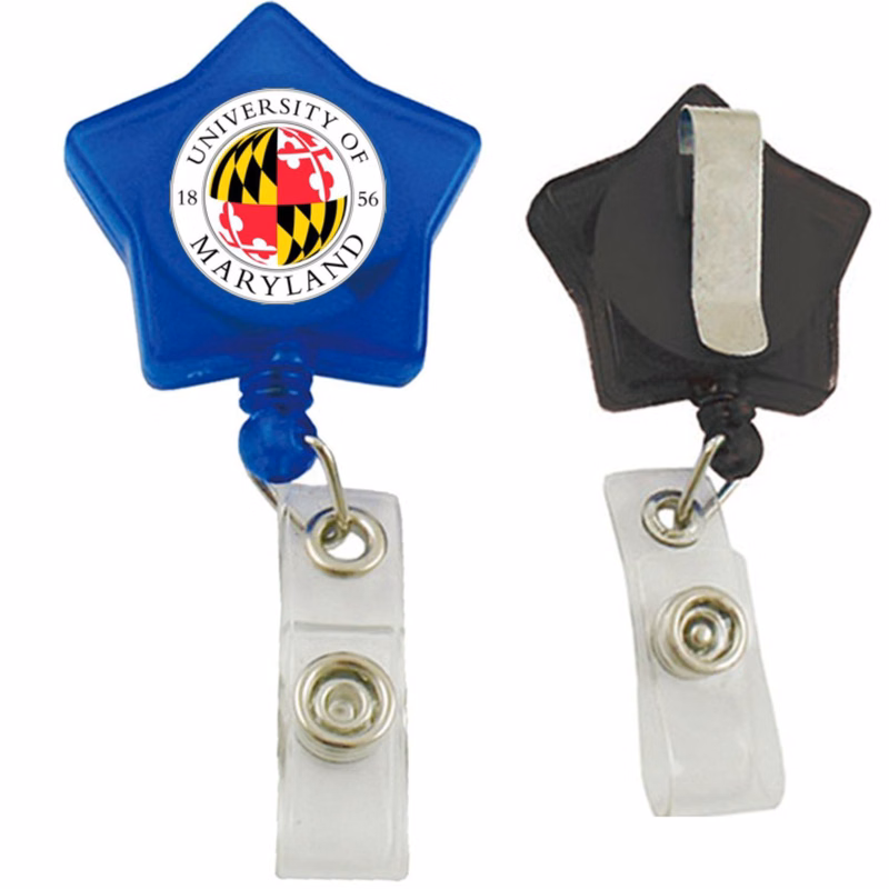 Star Shaped Retractable Badge Reel w/ Belt Clip backing