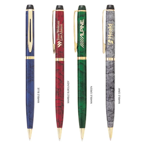 Marble Colored Brass Twist Pen 1