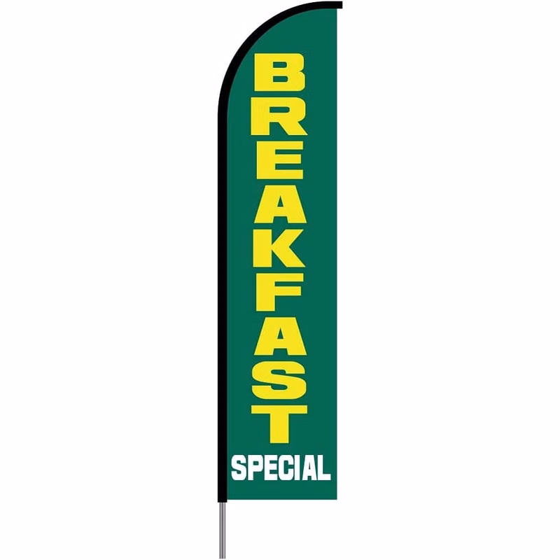 Breakfast Banner (Green) Flag Kit 15' Feet Feather Flag Sign feather banners Outdoor Banner