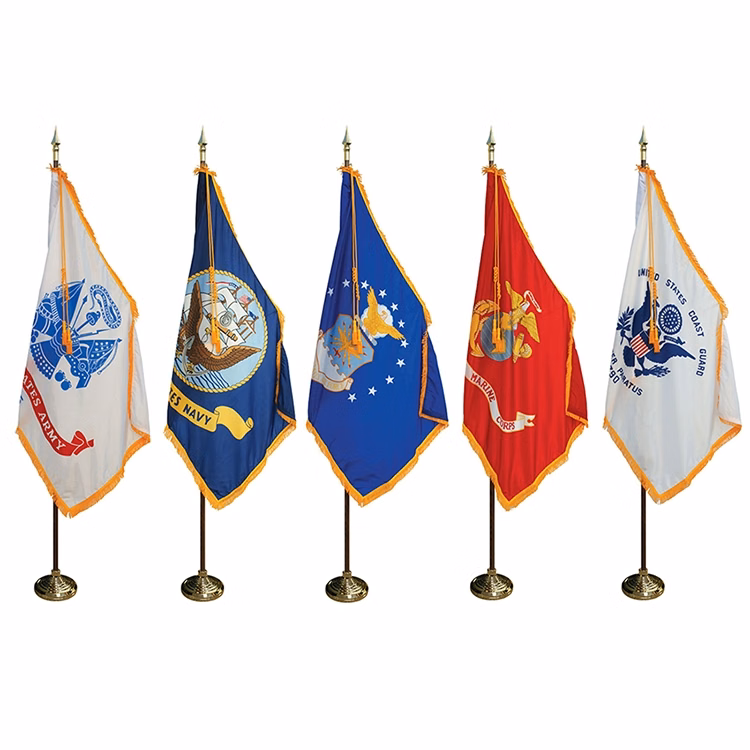 7' Pole & 3' x 5' Flag - Military Indoor Presentation Set
