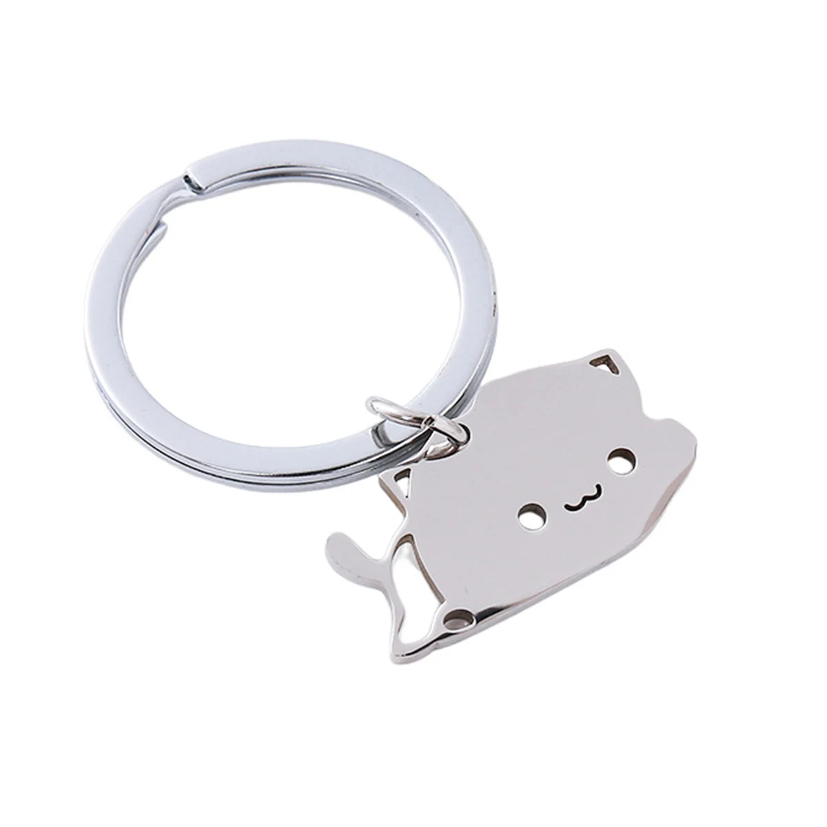 Cat Shape Stainless Steel Keychain 1