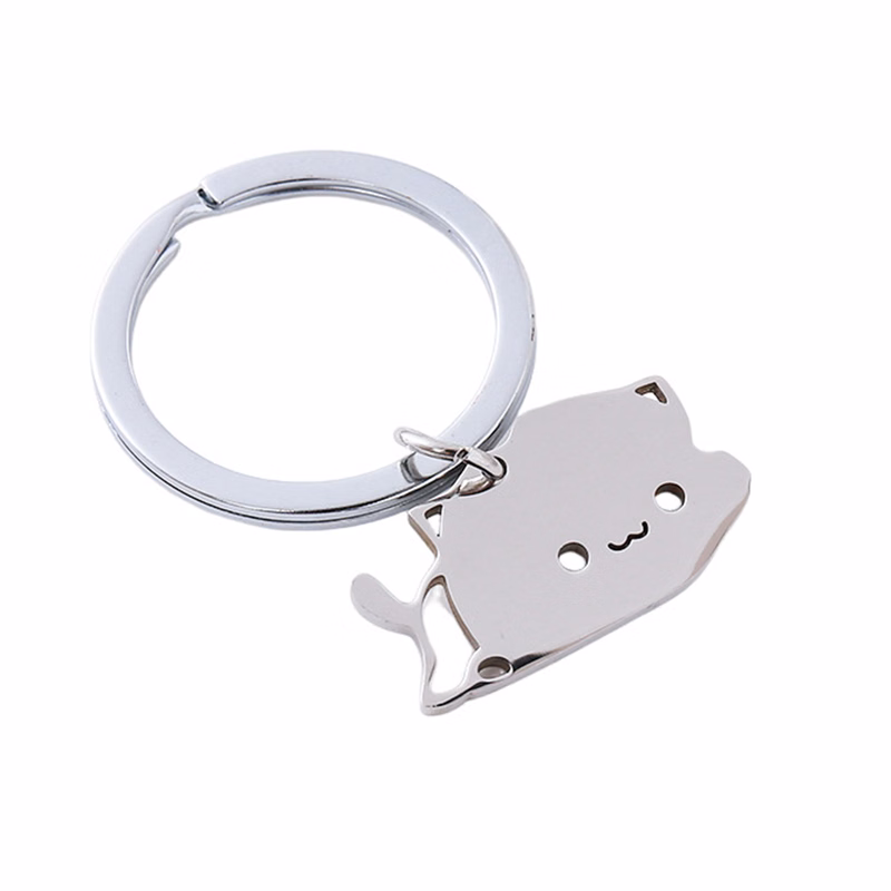 Cat Shape Stainless Steel Keychain