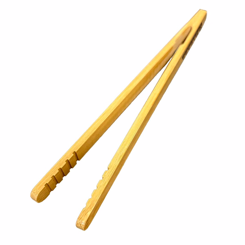 8" Bamboo Kitchen Tongs