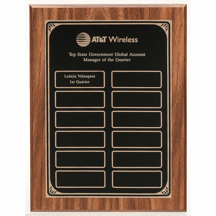 Walnut Veneer Plaque w/Black Laser Perpetual Plate