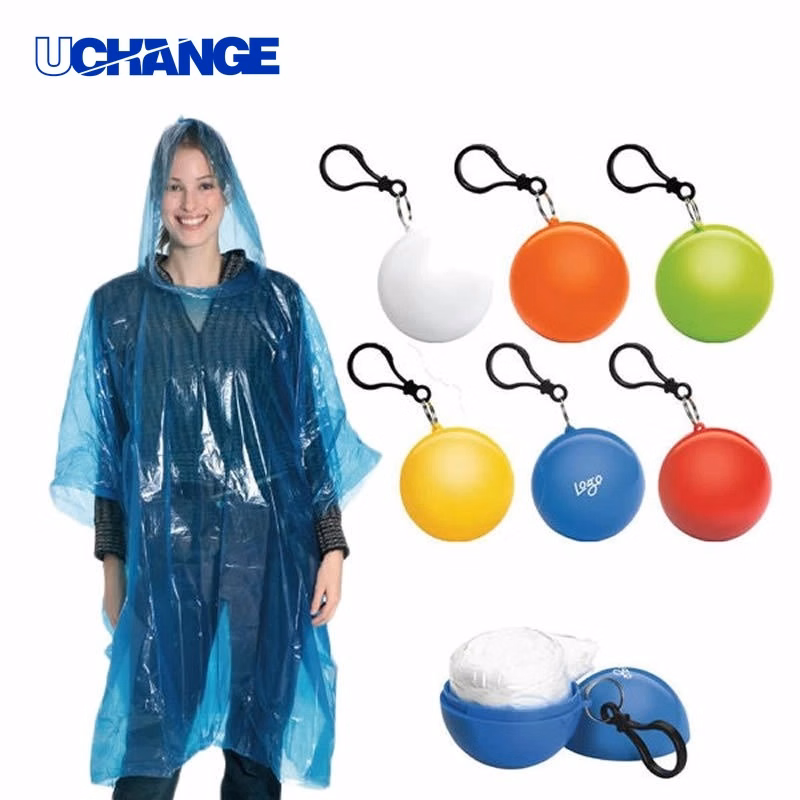 Emergency Raincoat Keychain Ball with Hook for Travel