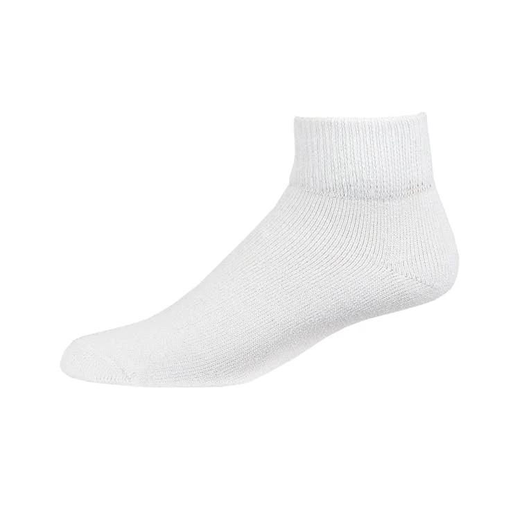 Men's Buruka Quarter Diabetic Socks - White Size 10-13 3 Pack 1