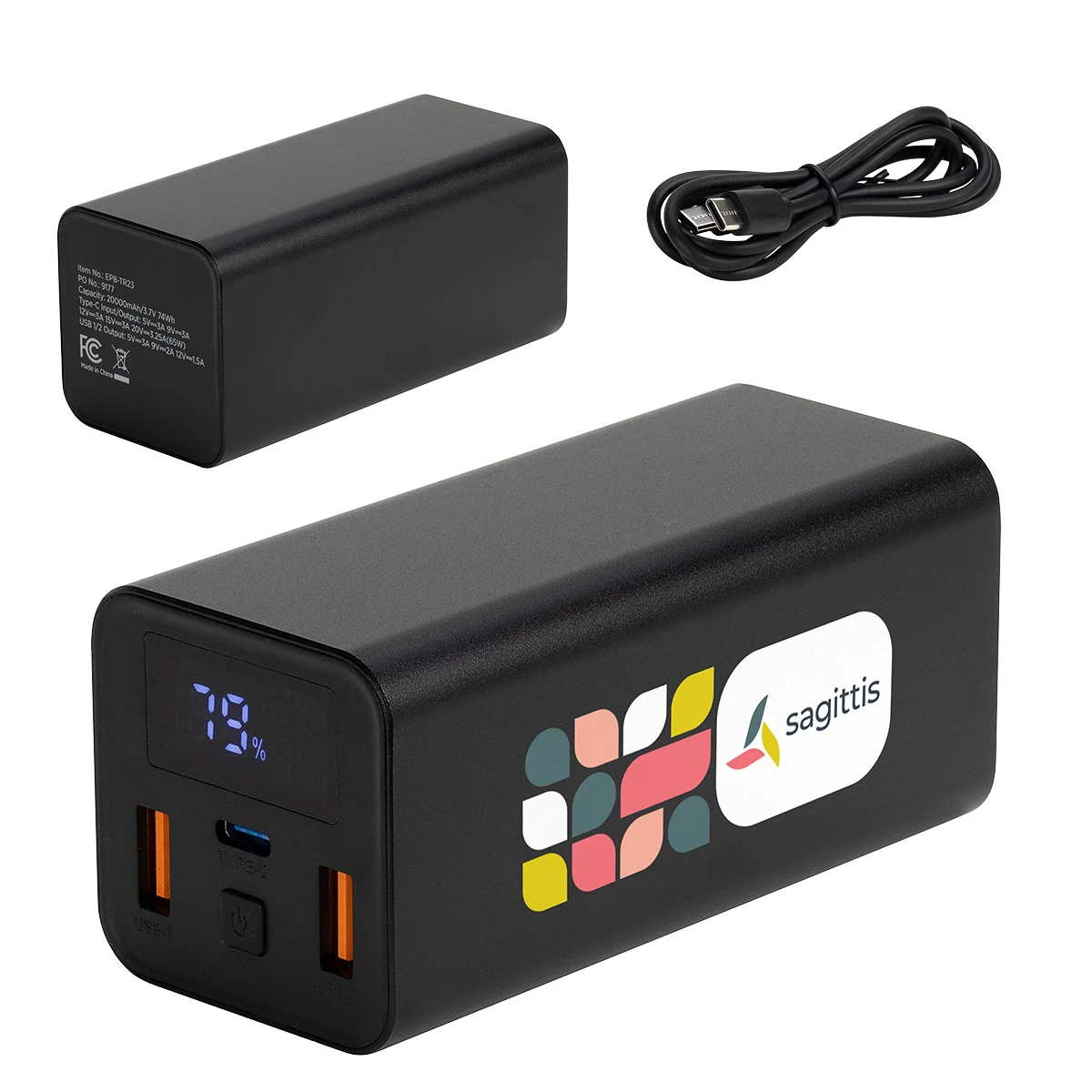 Touring 20000mAh 65W PD Power Bank with Type-C & Dual USB Ports 1