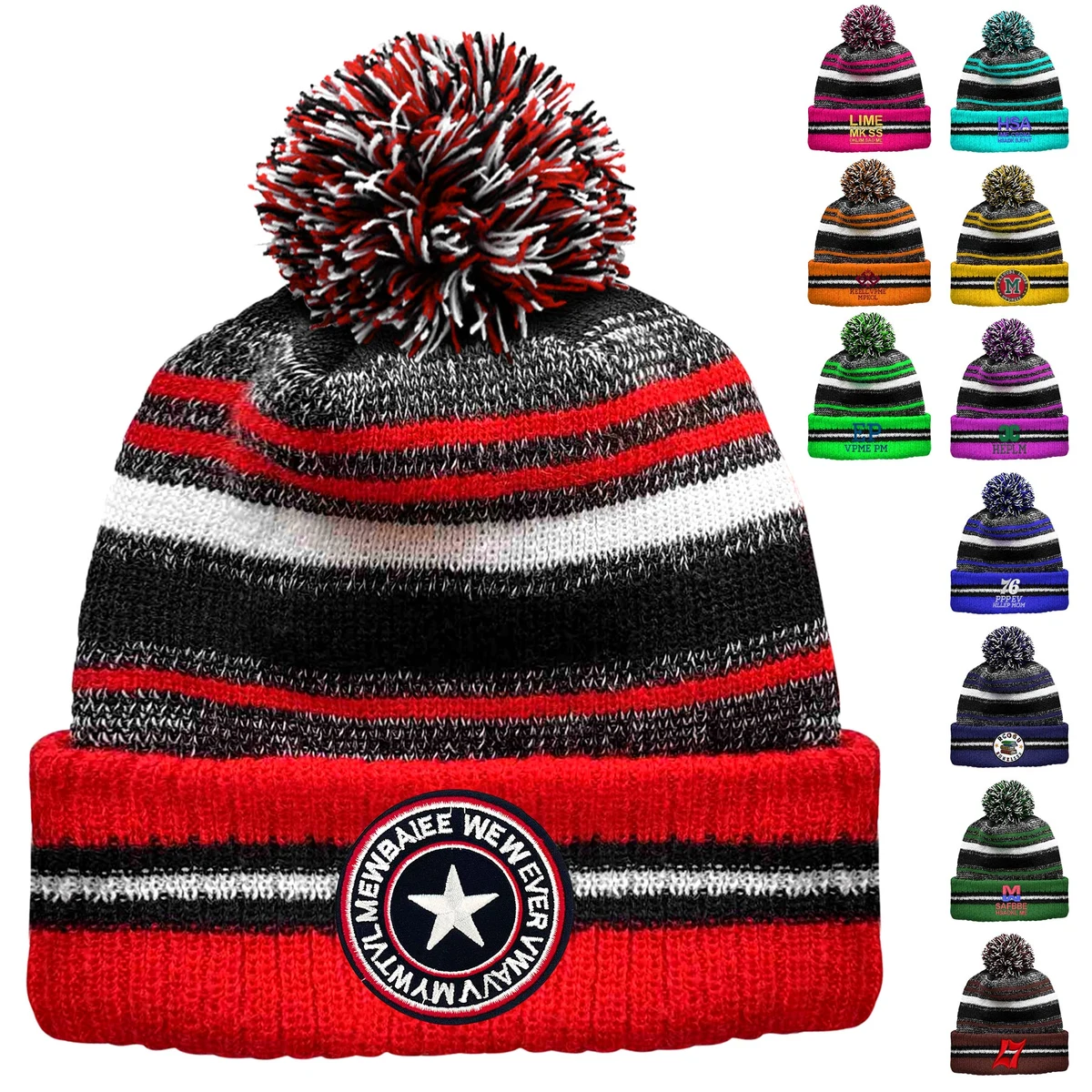 Classic Cuff Winter Beanie Hat with Pom Toque 1