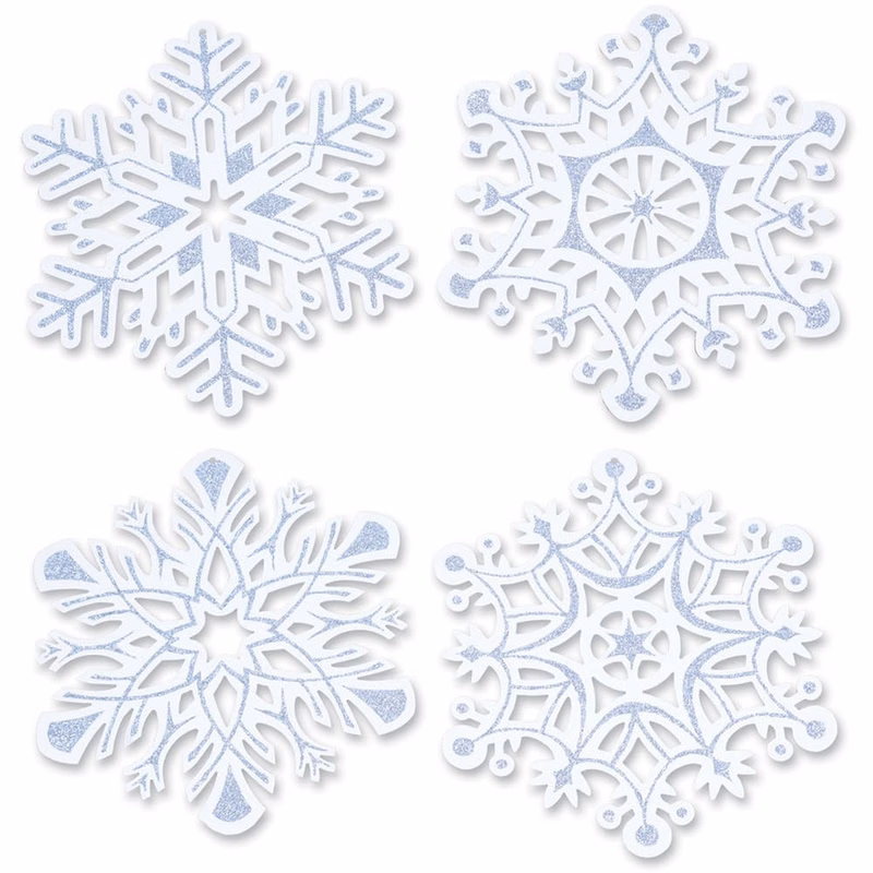 Glittered Snowflake Cutouts - White 14"