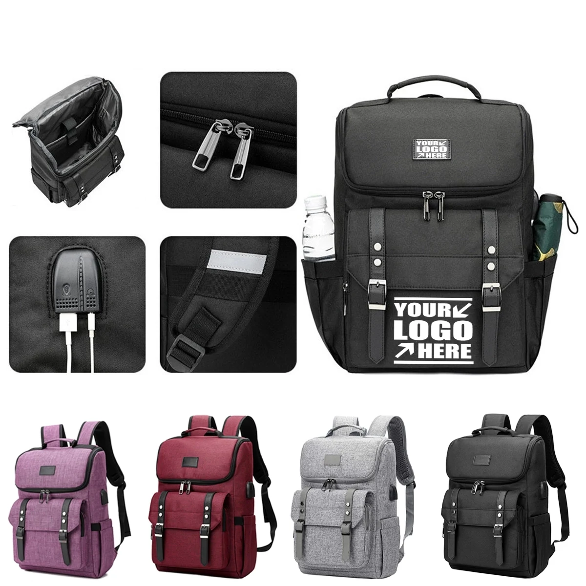 Custom Usb Charging Port Durable Travel Laptop Backpack 1