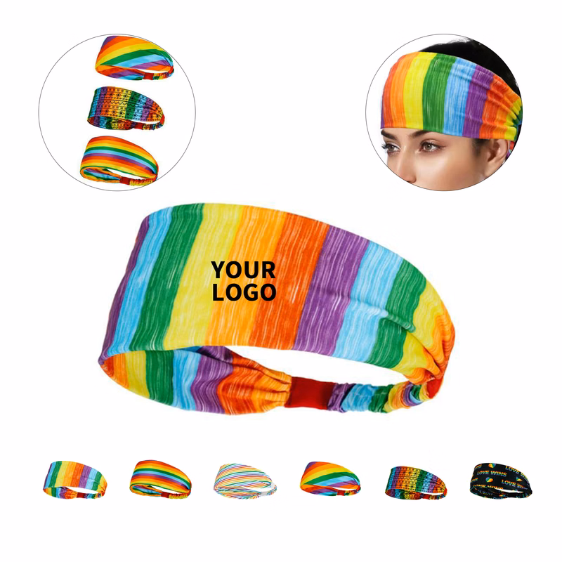 Rainbow Elastic Sports Headband With Breathable Fabric