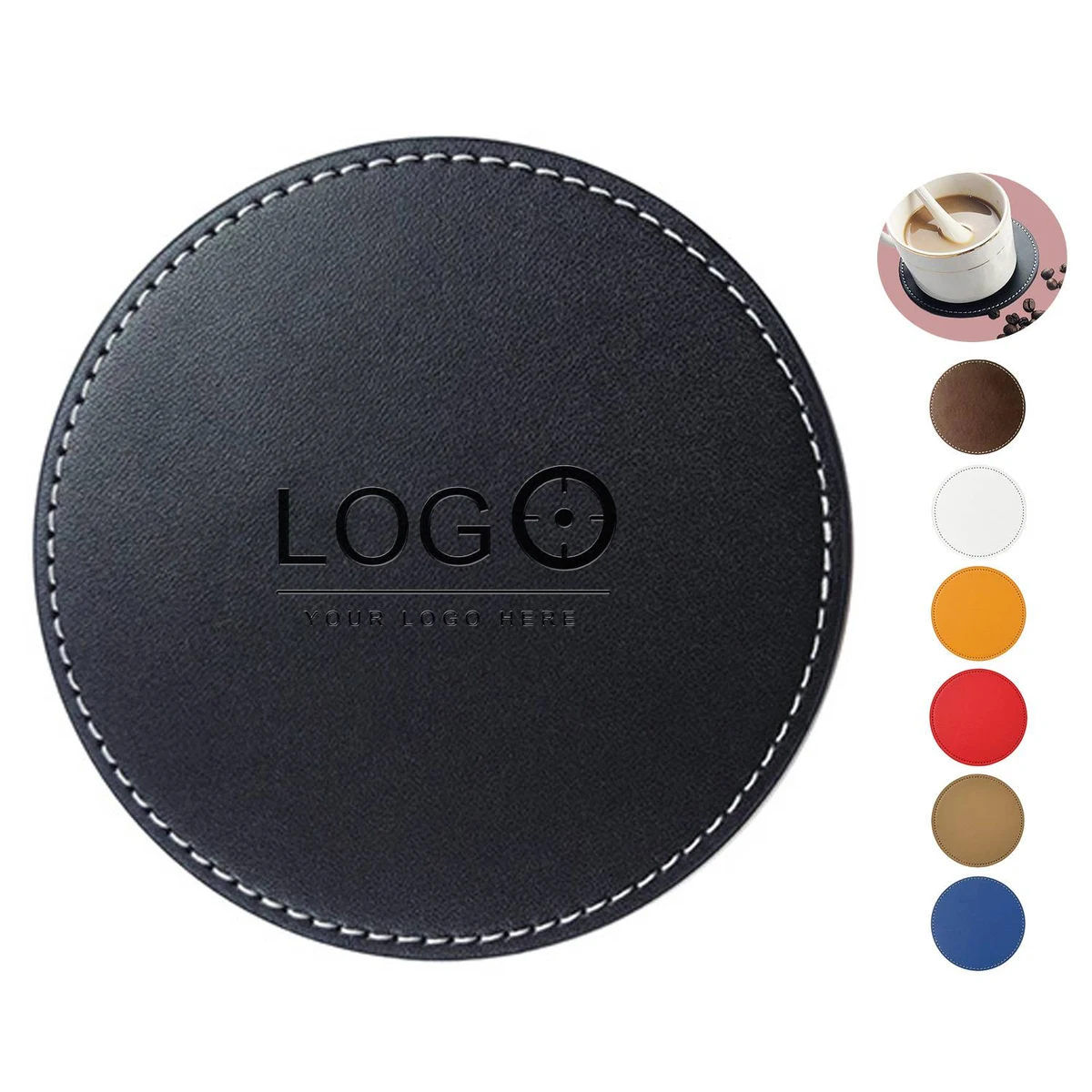 PU Leather Oil Edge Heat Insulation Coaster 1