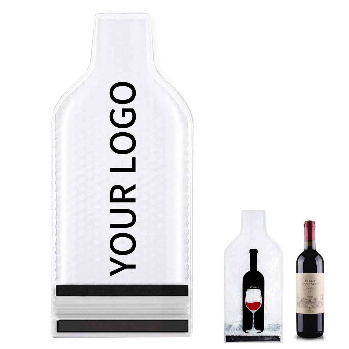 Durable Leakproof Bag For Wine Bottles, custom plastic bag with logo imprint 1