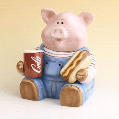 3 IN 1 PORCELAIN PIGGY COOKIE JAR