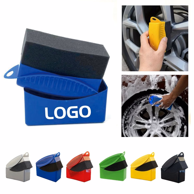 Car Tire Dressing Waxing Sponge Brush, Protective Lid