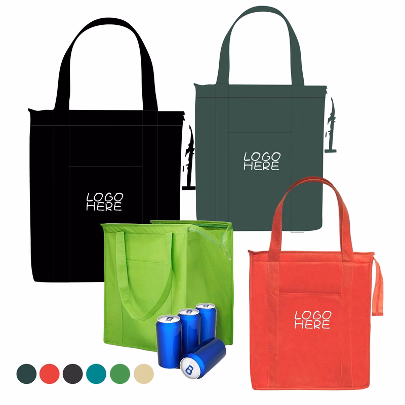 Large Insulated Zipper Tote Bag