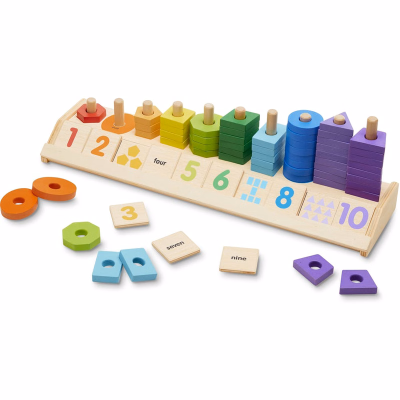 Melissa & Doug Counting Stackers - 55 Shapes 10 Tiles