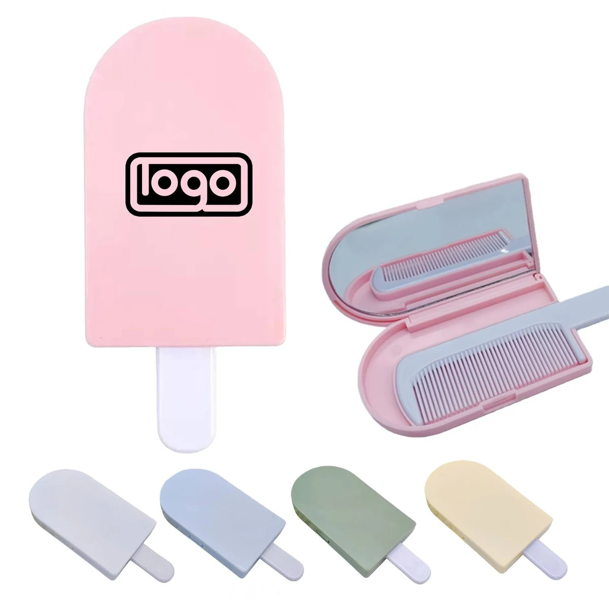 2-in-1 Ice Cream Shape Comb Mirror Set 1