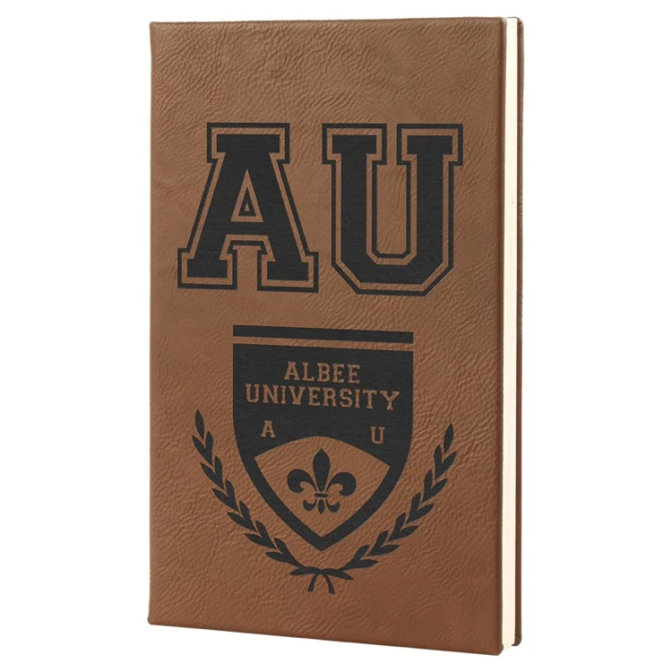 5 1/4" x 8 1/4" Dark Brown Leatherette Journal 1