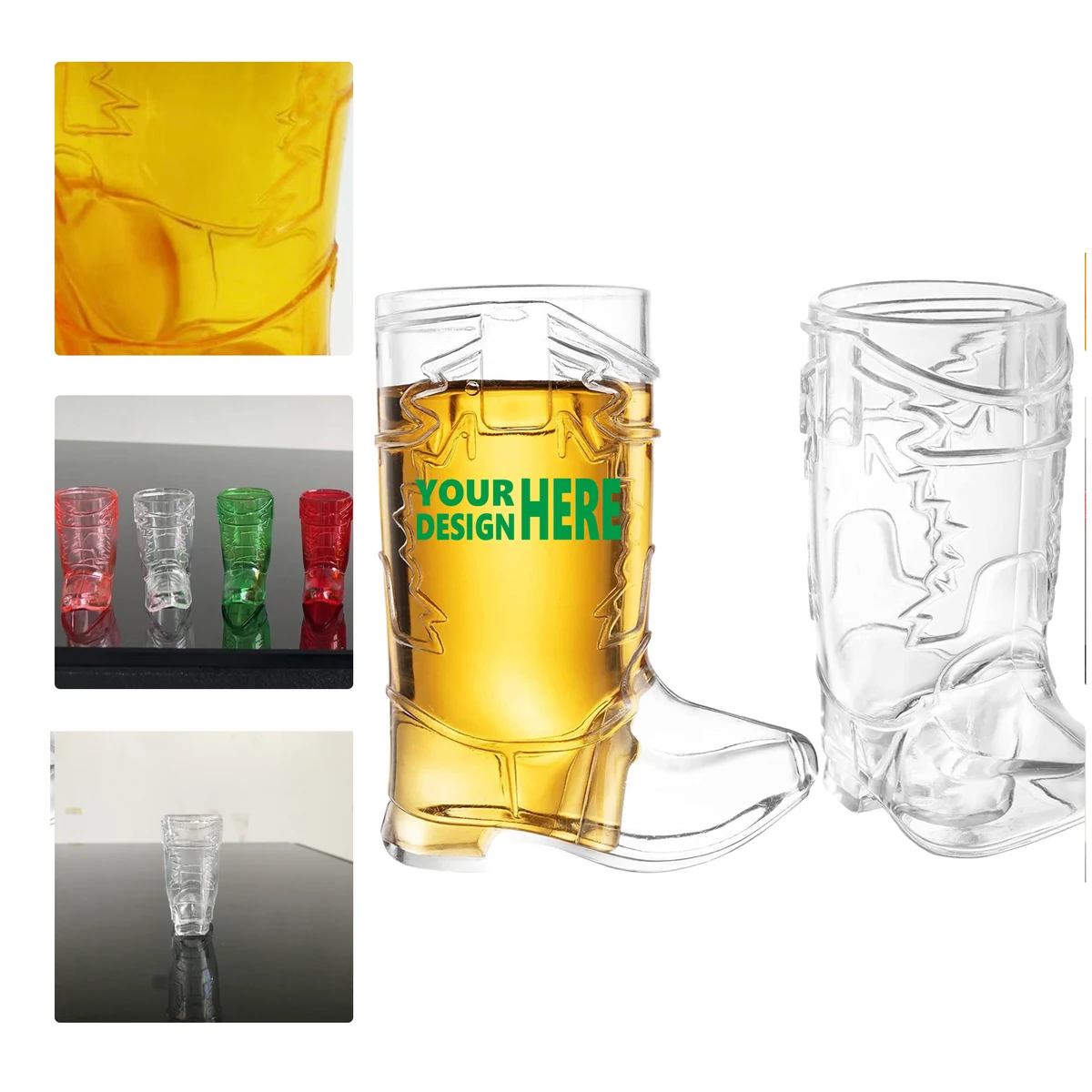 MOQ 50 1oz Mini Cowboy Boot Cocktail Shot Glasses 1