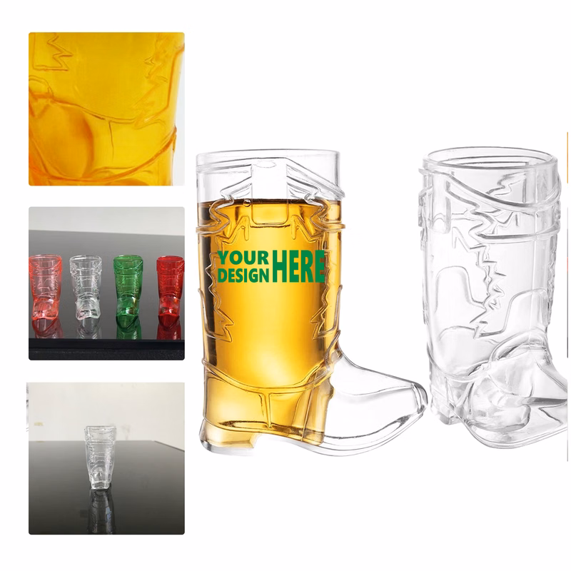 MOQ 50 1oz Mini Cowboy Boot Cocktail Shot Glasses