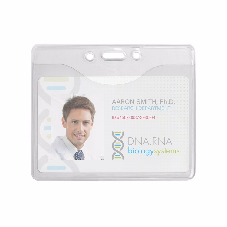 4.32" W x 4.00" H - Horizontal Clear Vinyl Badge Holder (Blank)