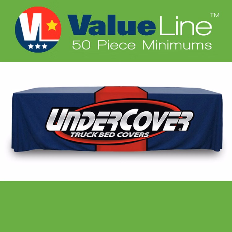 8 ft. ValueLine Throw PolyPoplin™ Table Covers (Full Color Logo)