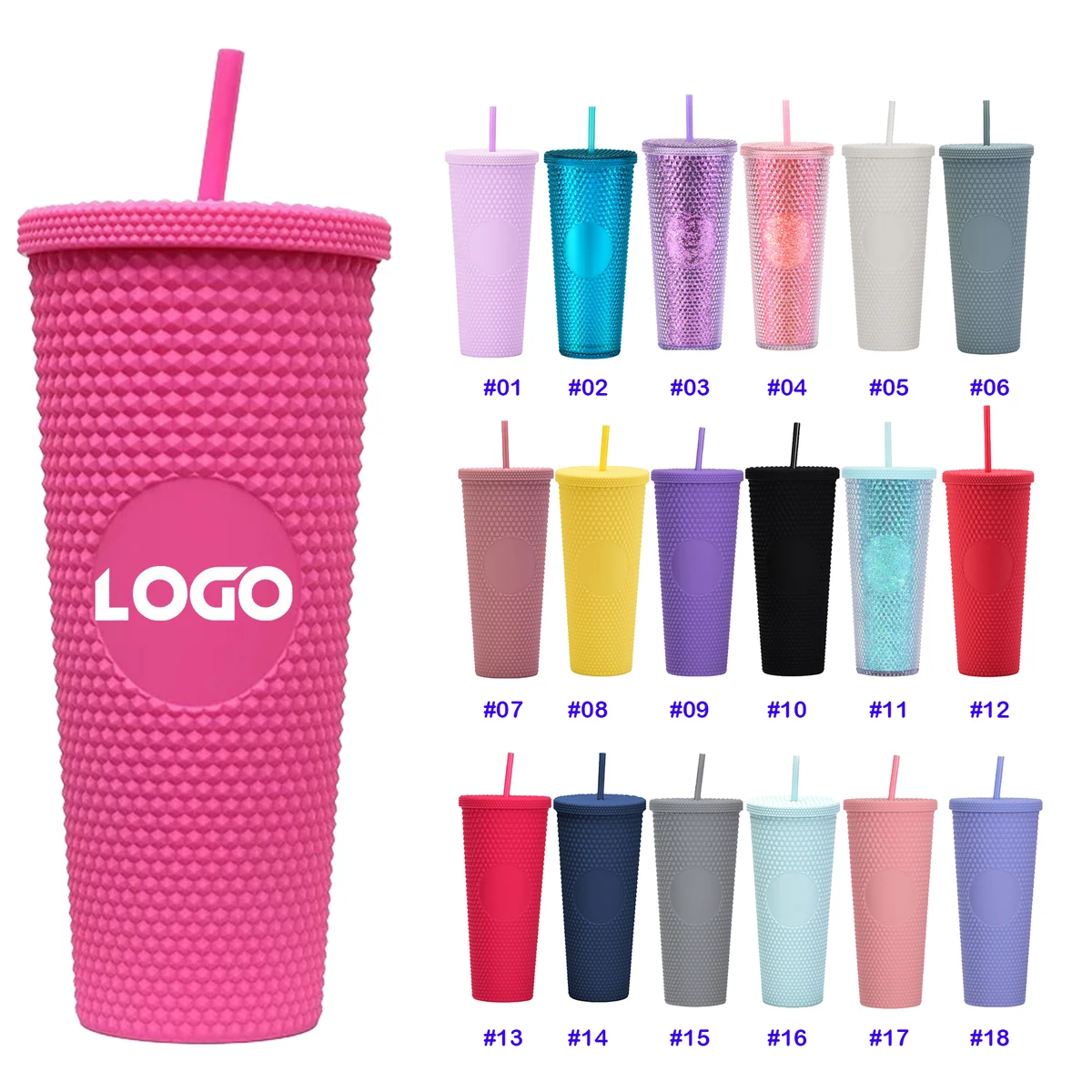 Studded Tumbler with Straw 1