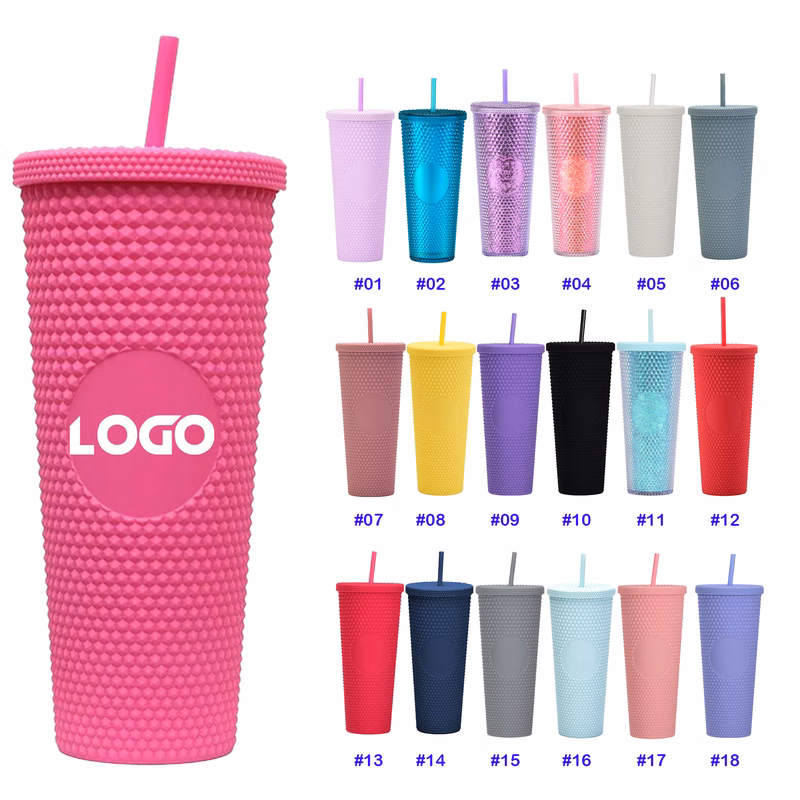 Studded Tumbler with Straw