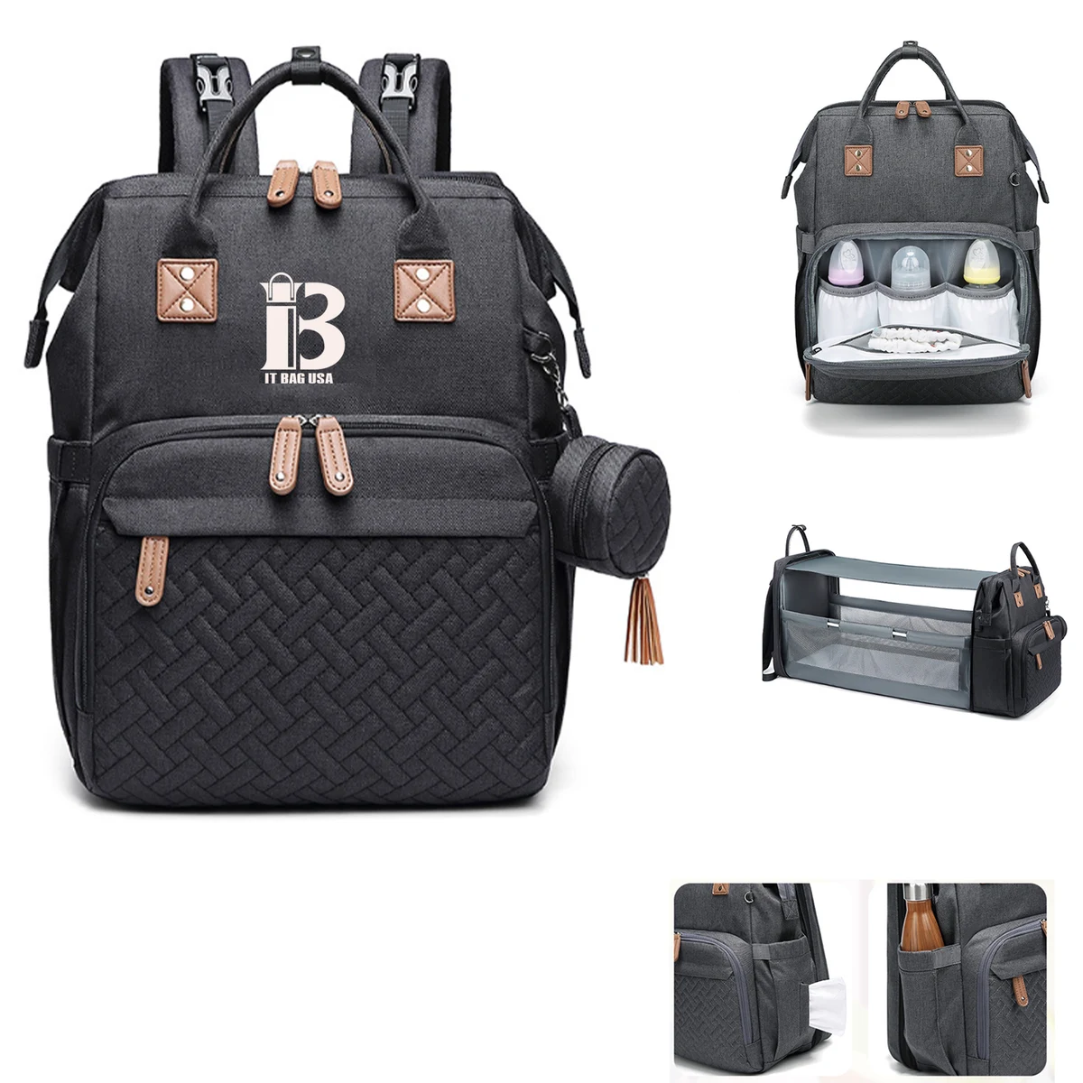 3 in 1 Diaper Bag Backpack with Bassinet Bed Mat Pad 1