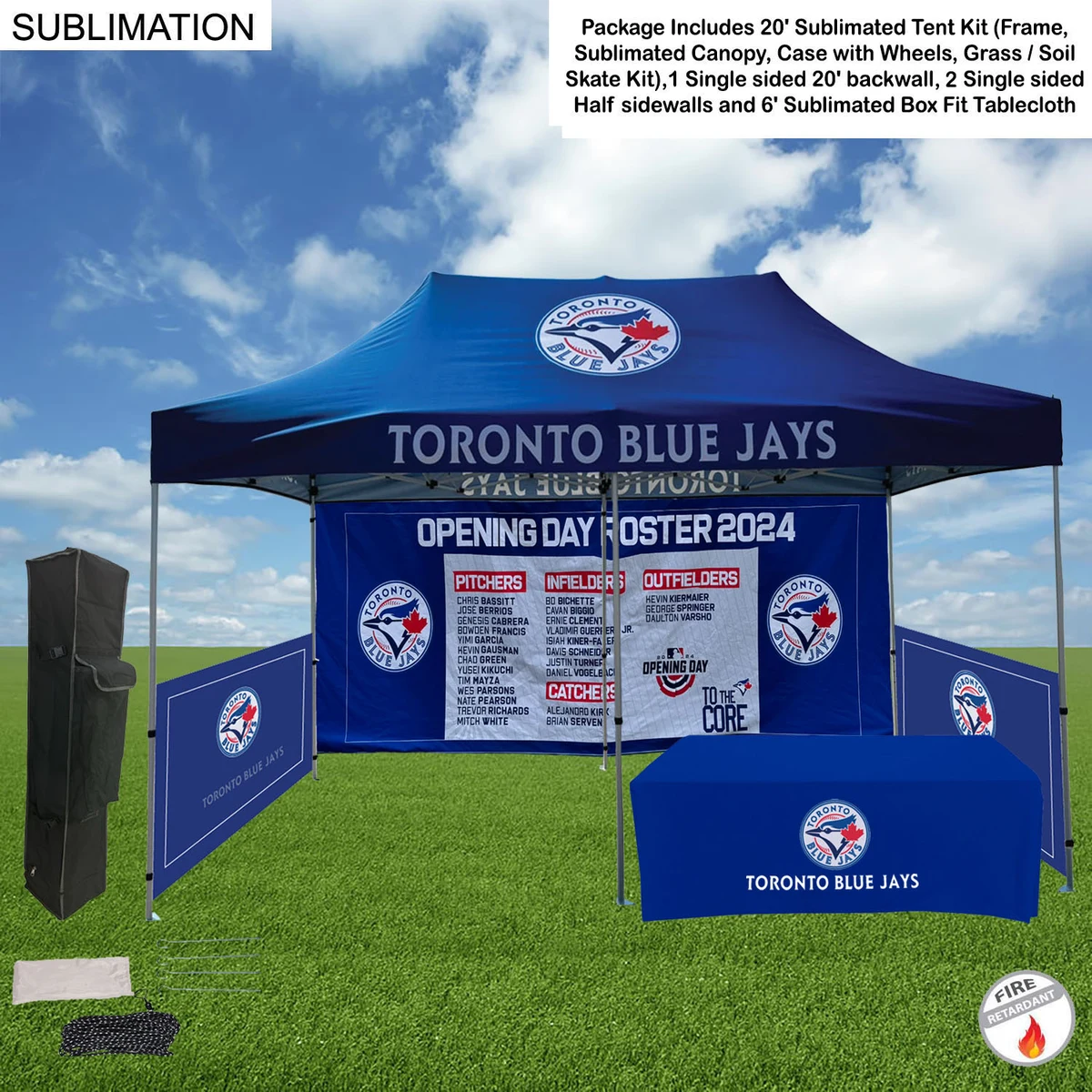 Supreme Event Package, 20' Sublimated Tent, 20' Backwall, 2 Half sidewalls, 6' Box Fit Tablecloth 1